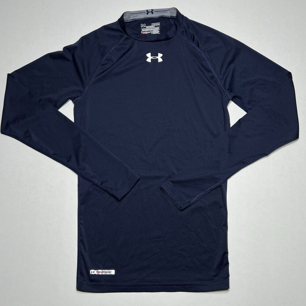 Under Armour Mens Long Sleeve Compression Shirt Size M Navy Blue UA Heatgear
